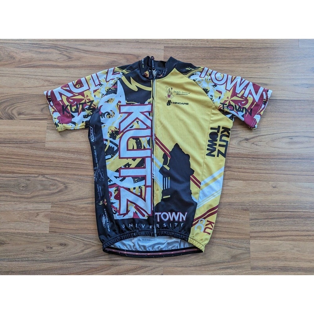 Hincapie Cycling Jersey Men's Large Kutz Town UniversityYellow Biking Shirt A1